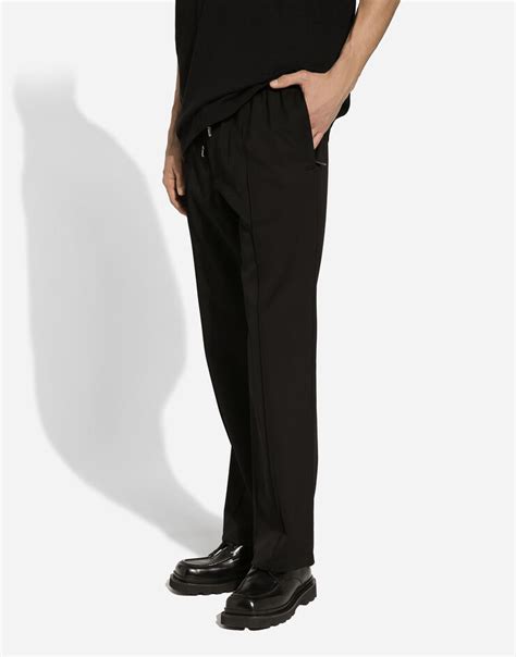 Stretch wool jogging pants in Black for Men 